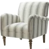 Accent Chairs-Kirkland's Home Gray White Carved Slope Stripe Accent Chair Gray/White