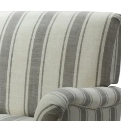 Accent Chairs-Kirkland's Home Gray White Carved Slope Stripe Accent Chair Gray/White