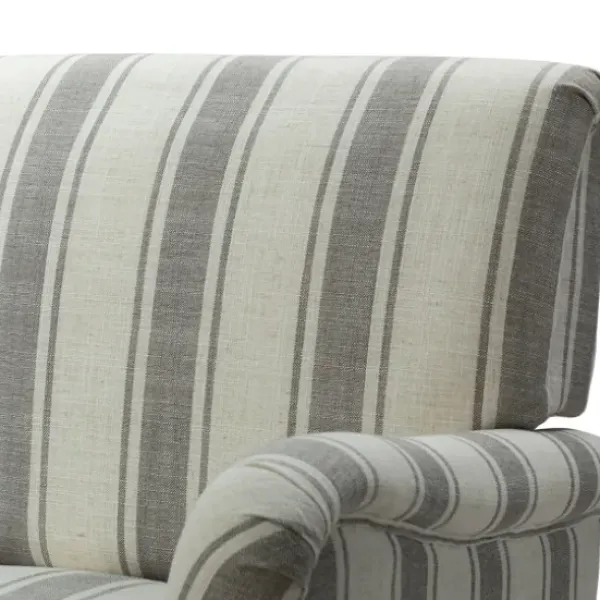 Accent Chairs-Kirkland's Home Gray White Carved Slope Stripe Accent Chair Gray/White