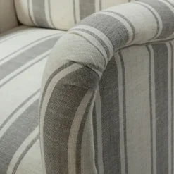 Accent Chairs-Kirkland's Home Gray White Carved Slope Stripe Accent Chair Gray/White
