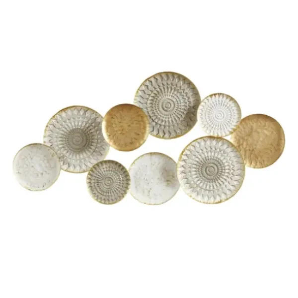 Wall Plaques-Kirkland's Home Gray White Metal Connected Circle Wall Plaque Gold