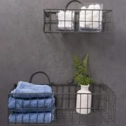 Shelves-Kirkland's Home Gray Wire Wall Baskets, Set Of 2