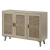 Cabinets & Sideboards-Kirkland's Home Gray Wood And Cane 3-Door Cabinet