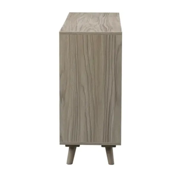 Cabinets & Sideboards-Kirkland's Home Gray Wood And Cane 3-Door Cabinet