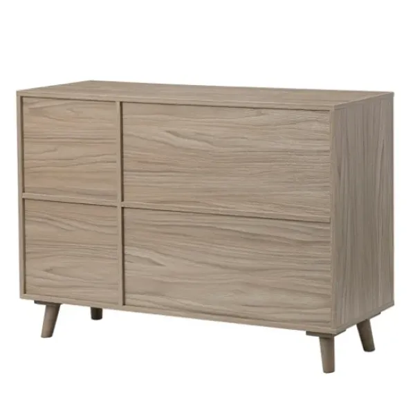 Cabinets & Sideboards-Kirkland's Home Gray Wood And Cane 3-Door Cabinet