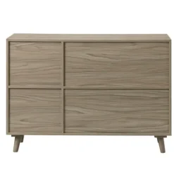 Cabinets & Sideboards-Kirkland's Home Gray Wood And Cane 3-Door Cabinet