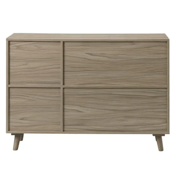 Cabinets & Sideboards-Kirkland's Home Gray Wood And Cane 3-Door Cabinet