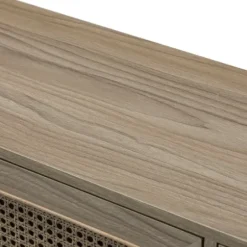 Cabinets & Sideboards-Kirkland's Home Gray Wood And Cane 3-Door Cabinet