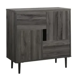 Cabinets & Sideboards-Kirkland's Home Gray Wood 4-Door Modern Cabinet