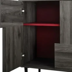 Cabinets & Sideboards-Kirkland's Home Gray Wood 4-Door Modern Cabinet