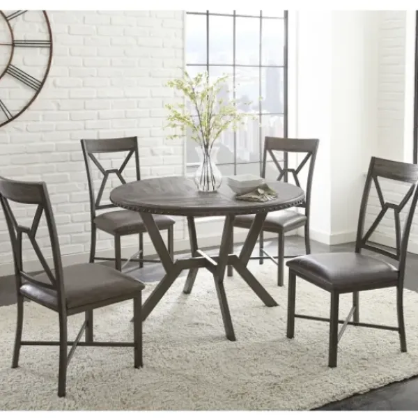 Dining Sets-Kirkland's Home Gray Wood Upholstered 5-Pc. Dining Set