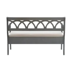 Benches & Ottomans-Kirkland's Home Gray Wood Upholstered Storage Bench Gray/White