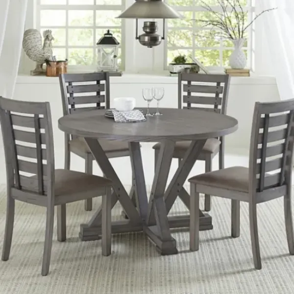 Dining Tables-Kirkland's Home Gray Wooden Fiji Round Dining Table