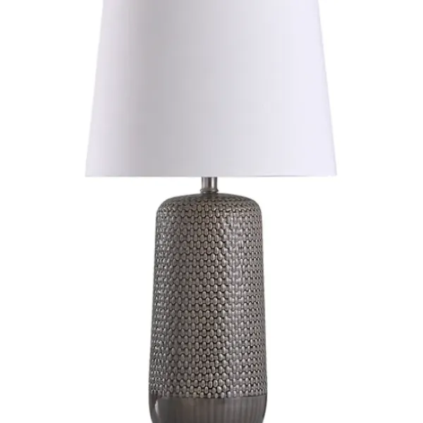 Table Lamps-Kirkland's Home Gray Woven Ceramic Wicker Table Lamp White/Ivory