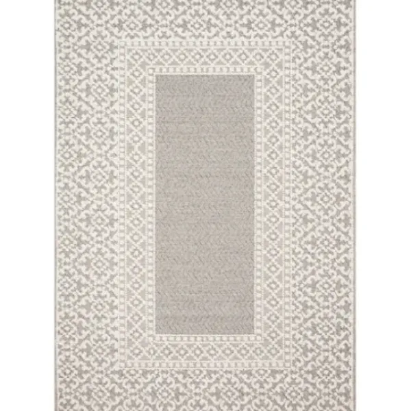 Outdoor Rugs-Kirkland's Home Gray Zig Zag Stripe Outdoor Area Rug, 5X7 Gray/Tan