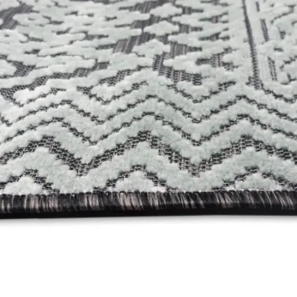 Outdoor Rugs-Kirkland's Home Gray Zig-Zag Ezra Indoor/Outdoor Area Rug, 4X7 Gray/White