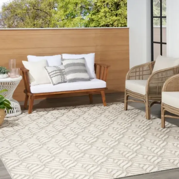 Outdoor Rugs-Kirkland's Home Gray Zig-Zag Ezra Indoor/Outdoor Area Rug, 7X9 Gray/White
