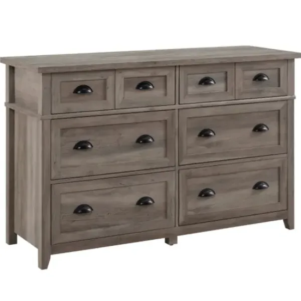 Dressers & Chests-Kirkland's Home Graywash Wood Cup Handle Dresser Tan
