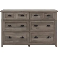 Dressers & Chests-Kirkland's Home Graywash Wood Cup Handle Dresser Tan