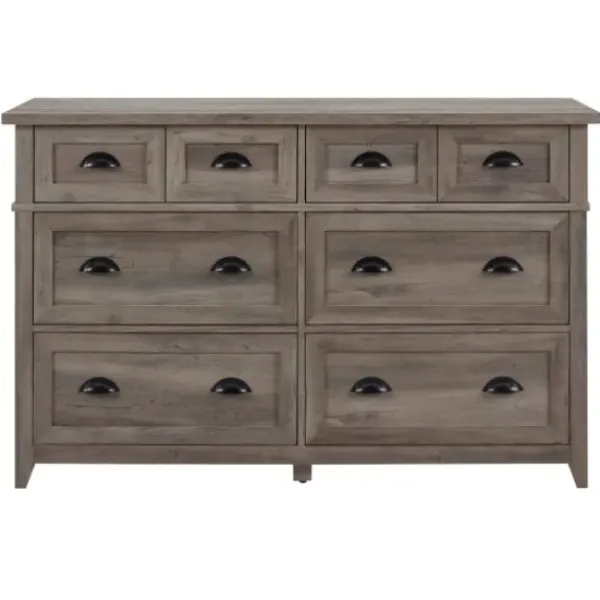 Dressers & Chests-Kirkland's Home Graywash Wood Cup Handle Dresser Tan