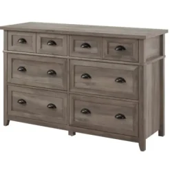 Dressers & Chests-Kirkland's Home Graywash Wood Cup Handle Dresser Tan