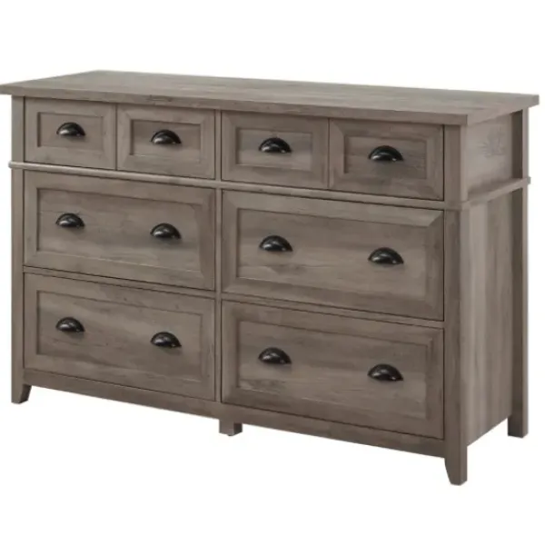 Dressers & Chests-Kirkland's Home Graywash Wood Cup Handle Dresser Tan