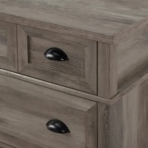 Dressers & Chests-Kirkland's Home Graywash Wood Cup Handle Dresser Tan