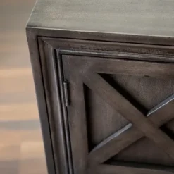 Cabinets & Sideboards-Kirkland's Home Graywash X 2-Door Wooden Cabinet Brown