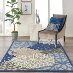 Outdoor Rugs-Kirkland's Home Greek Key Sun Shower Outdoor Area Rug, 5X8 Black/Tan