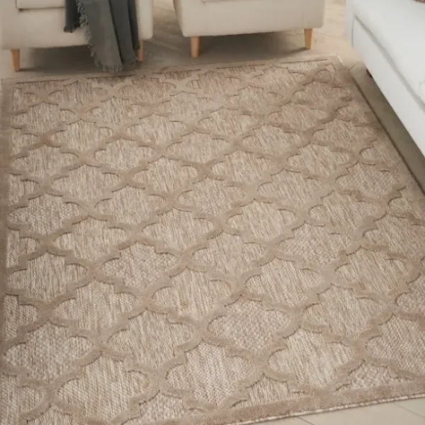 Outdoor Rugs-Kirkland's Home Greek Key Sun Shower Outdoor Area Rug, 7X9 Black/Tan