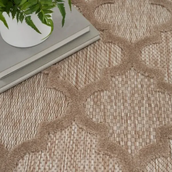 Outdoor Rugs-Kirkland's Home Greek Key Sun Shower Outdoor Area Rug, 7X9 Black/Tan