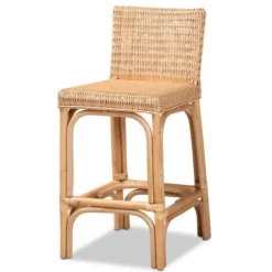 Bar Stools & Counter Height Stools-Kirkland's Home Greek Natural Rat Woven Counter Stool Tan