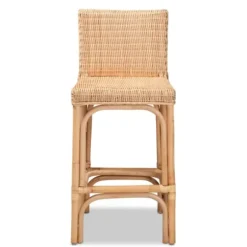 Bar Stools & Counter Height Stools-Kirkland's Home Greek Natural Rat Woven Counter Stool Tan
