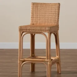 Bar Stools & Counter Height Stools-Kirkland's Home Greek Natural Rat Woven Counter Stool Tan