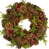 Wreaths-Kirkland's Home Green And Brown Pinecone Mini Wreath Red/Brown