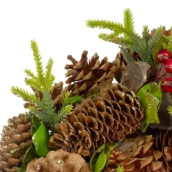 Wreaths-Kirkland's Home Green And Brown Pinecone Mini Wreath Red/Brown