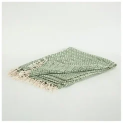 Blankets & Throws-Kirkland's Home Green And Ivory Chevron Cotton Throw Green/Ivory