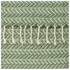 Blankets & Throws-Kirkland's Home Green And Ivory Chevron Cotton Throw Green/Ivory