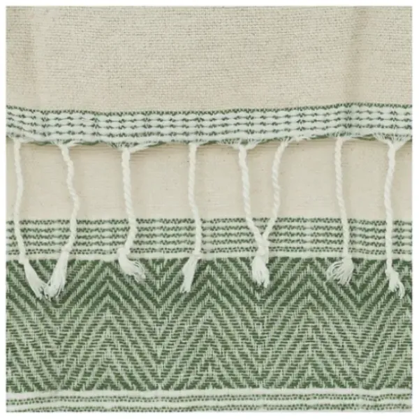 Blankets & Throws-Kirkland's Home Green And Natural Colorblock Chevron Throw Green/Tan