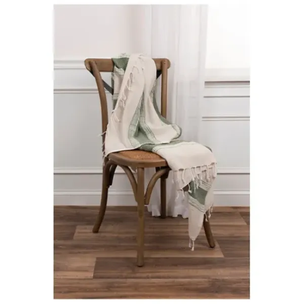 Blankets & Throws-Kirkland's Home Green And Natural Colorblock Chevron Throw Green/Tan