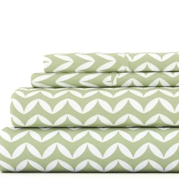 Bed Sheets-Kirkland's Home Green And White Chevron 3-Pc. Twin Sheet Set Green/White