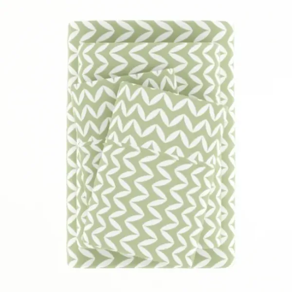 Bed Sheets-Kirkland's Home Green And White Chevron 3-Pc. Twin Sheet Set Green/White