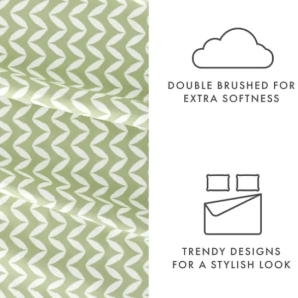 Bed Sheets-Kirkland's Home Green And White Chevron 3-Pc. Twin Sheet Set Green/White