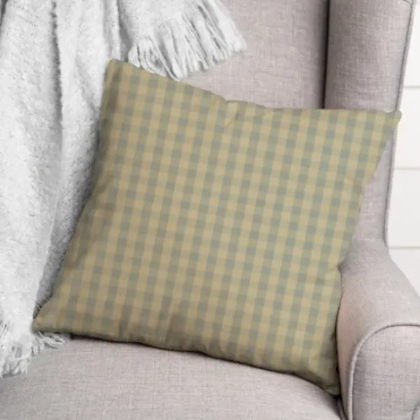 Pillows-Kirkland's Home Green And Yellow Plaid Pillow Green/Yellow