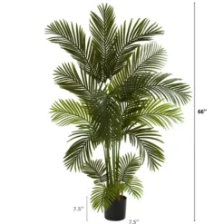 Trees & Topiaries-Kirkland's Home Green Areca Palm Tree In Black Planter, 66 In.