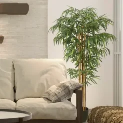 Trees & Topiaries-Kirkland's Home Green Bamboo Tree In Black Planter