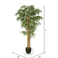 Trees & Topiaries-Kirkland's Home Green Bamboo Tree In Black Planter