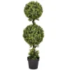 Trees & Topiaries-Kirkland's Home Green Double Ball Boxwood Potted Topiary