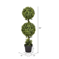 Trees & Topiaries-Kirkland's Home Green Double Ball Boxwood Potted Topiary