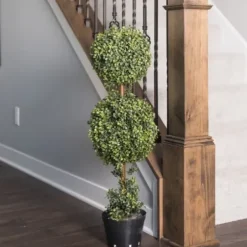 Trees & Topiaries-Kirkland's Home Green Double Ball Boxwood Potted Topiary